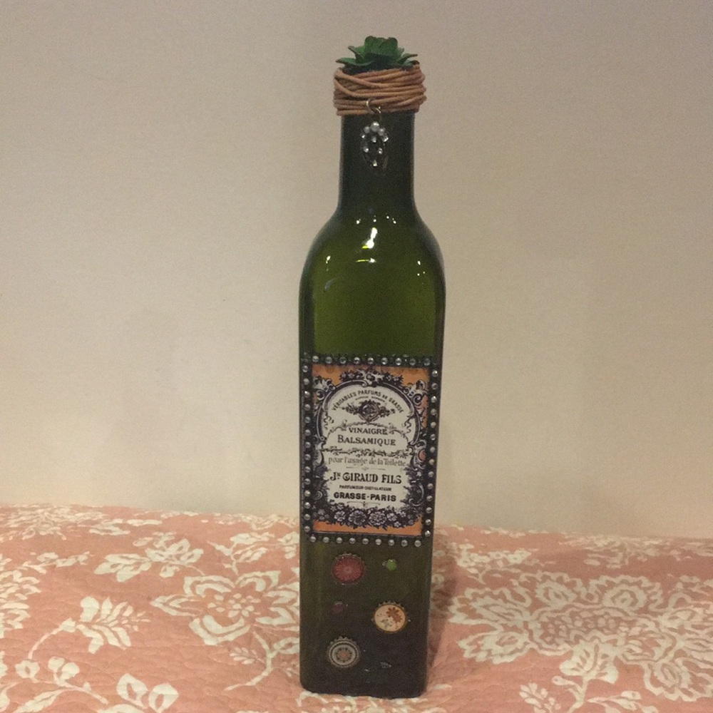 Green Glass Decorative Bottle